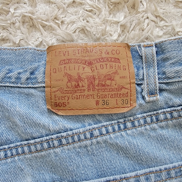 Levis 505 Mens Jeans Orange Tabs 36 X 30 Regular Fit Straight Leg Denim - Picture 7 of 11